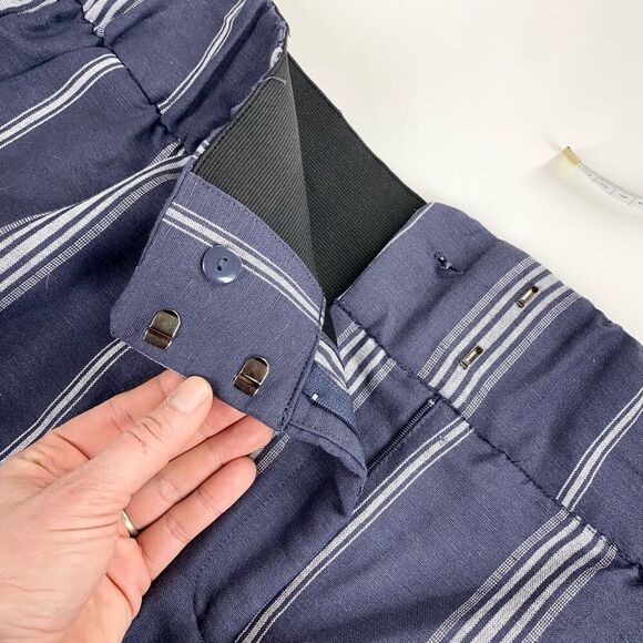 Lane Bryant high rise cropped pinstripe linen lightweight pants 20 - Picture 4 of 11